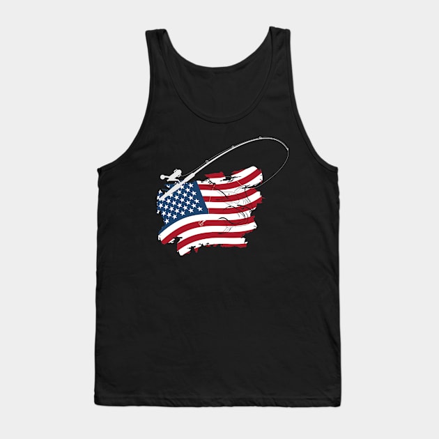 american flag fishing Tank Top by gain